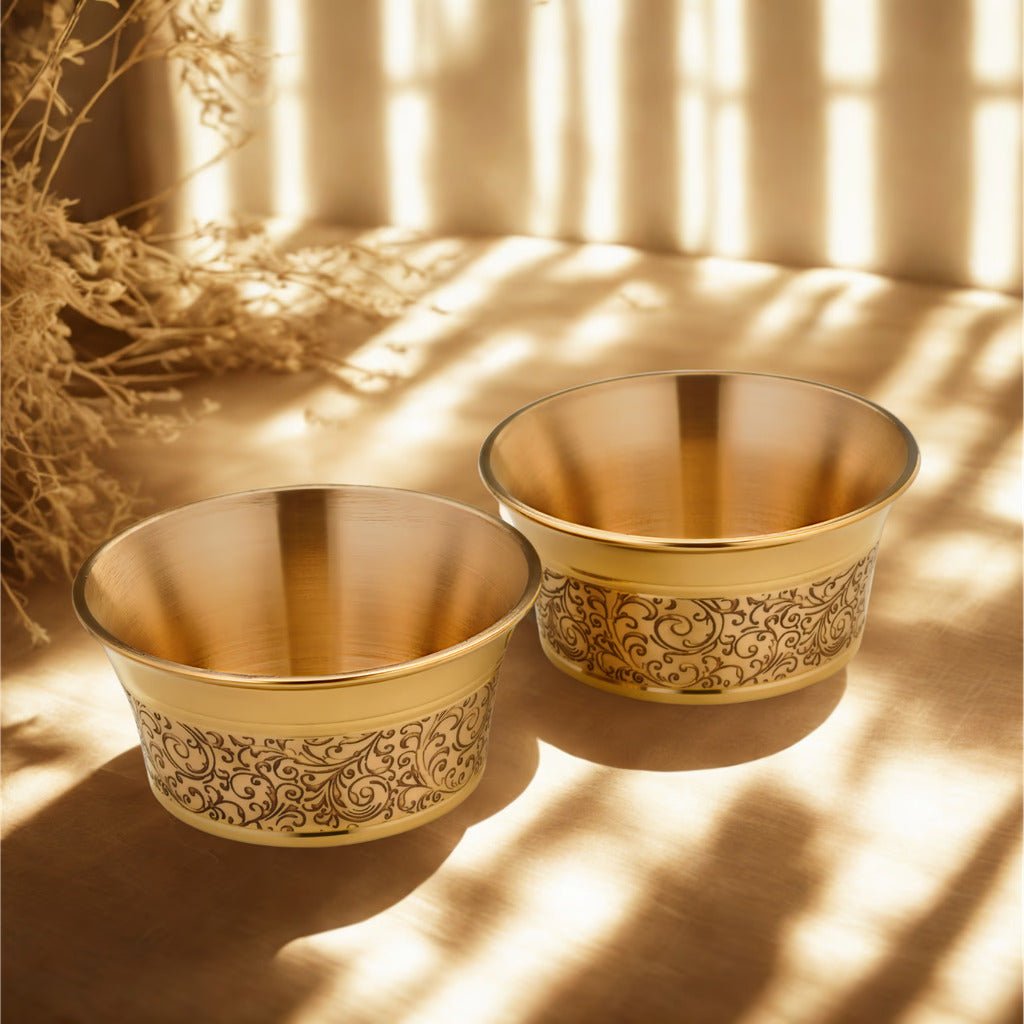 Brass 57 Pcs Engraved Dinner Set – Luxury Festival Special - Royalstuffs.com
