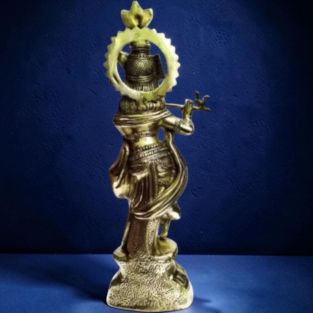 Brass Black antique Krishna Decorative Showpiece - 51 cm (Brass, Black) - Royalstuffs.com