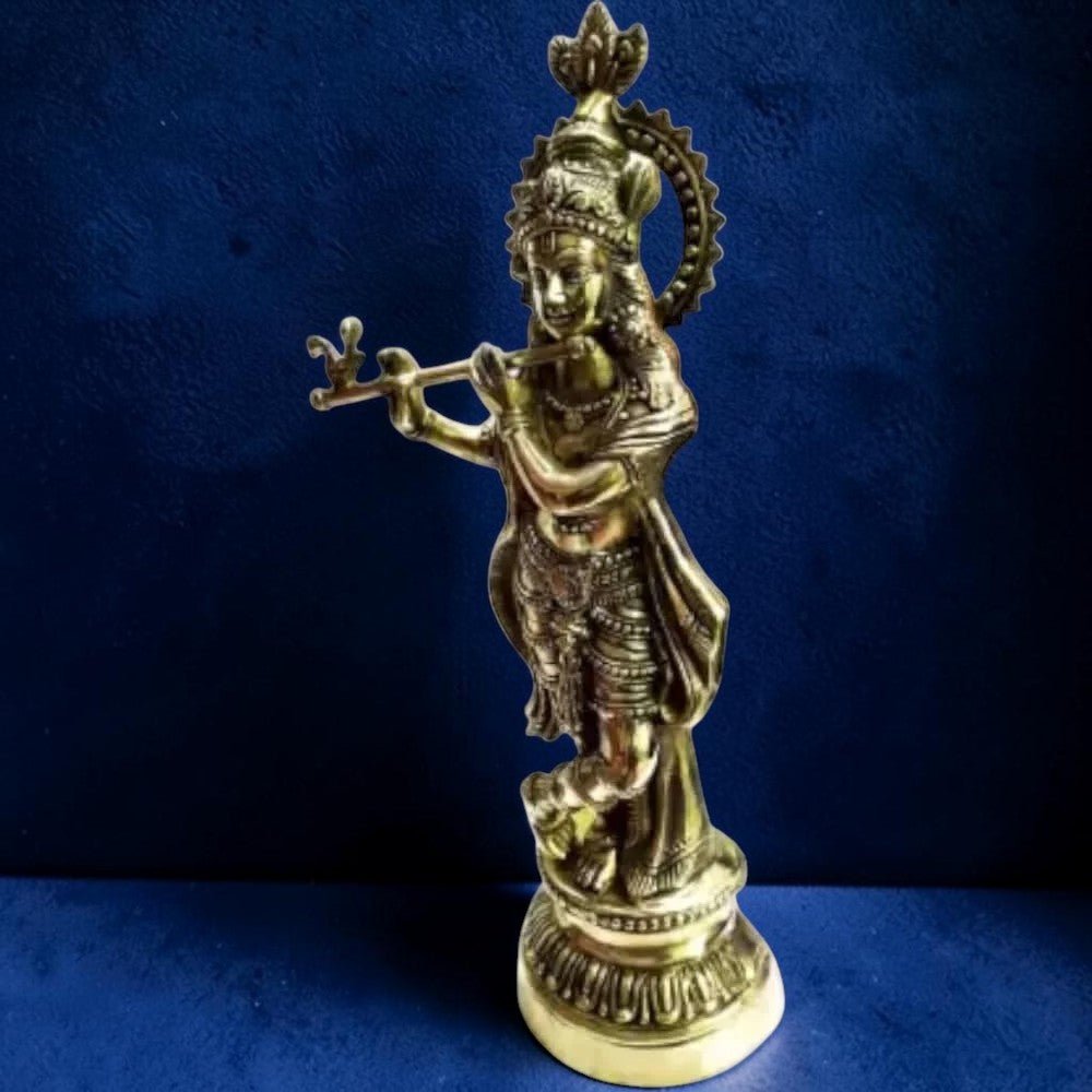 Brass Black antique Krishna Decorative Showpiece - 51 cm (Brass, Black) - Royalstuffs.com