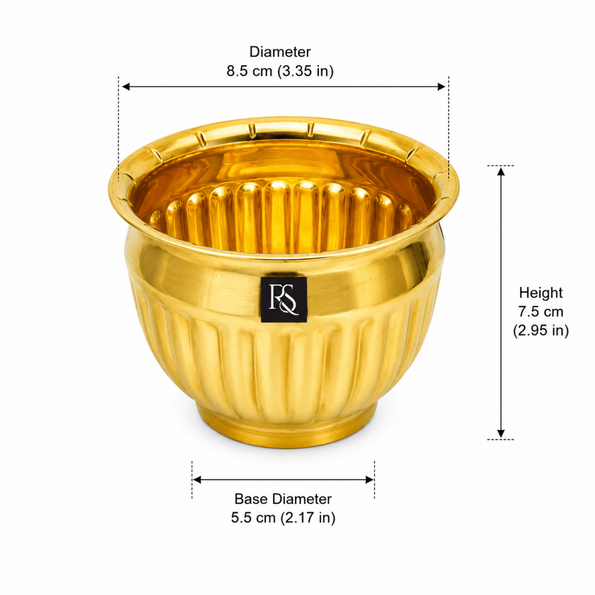 BRASS DECORATIVE ROUND SHAPE FLOWER POT - 6 INCH - Royalstuffs.com