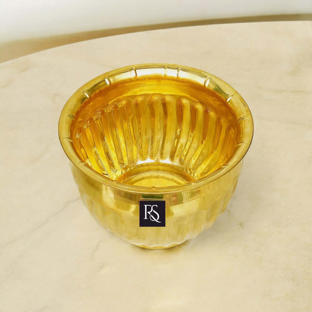BRASS DECORATIVE ROUND SHAPE FLOWER POT - 6 INCH - Royalstuffs.com