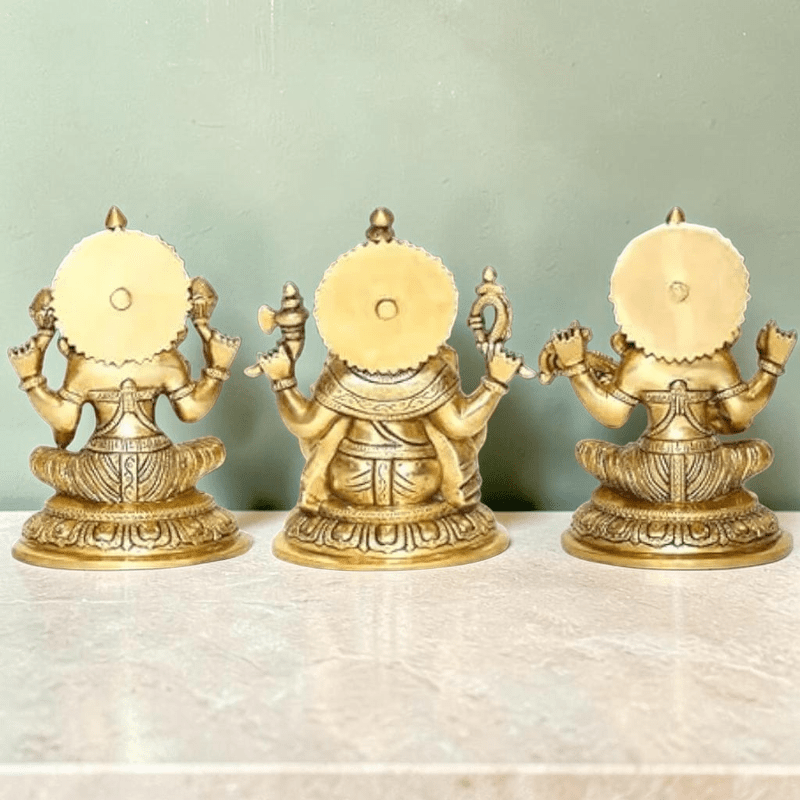 Brass Ganesha, Lakshmi, and Saraswathi Big Statue Set-Height:10 Inch ,Weight:17 Kg - Royalstuffs.com