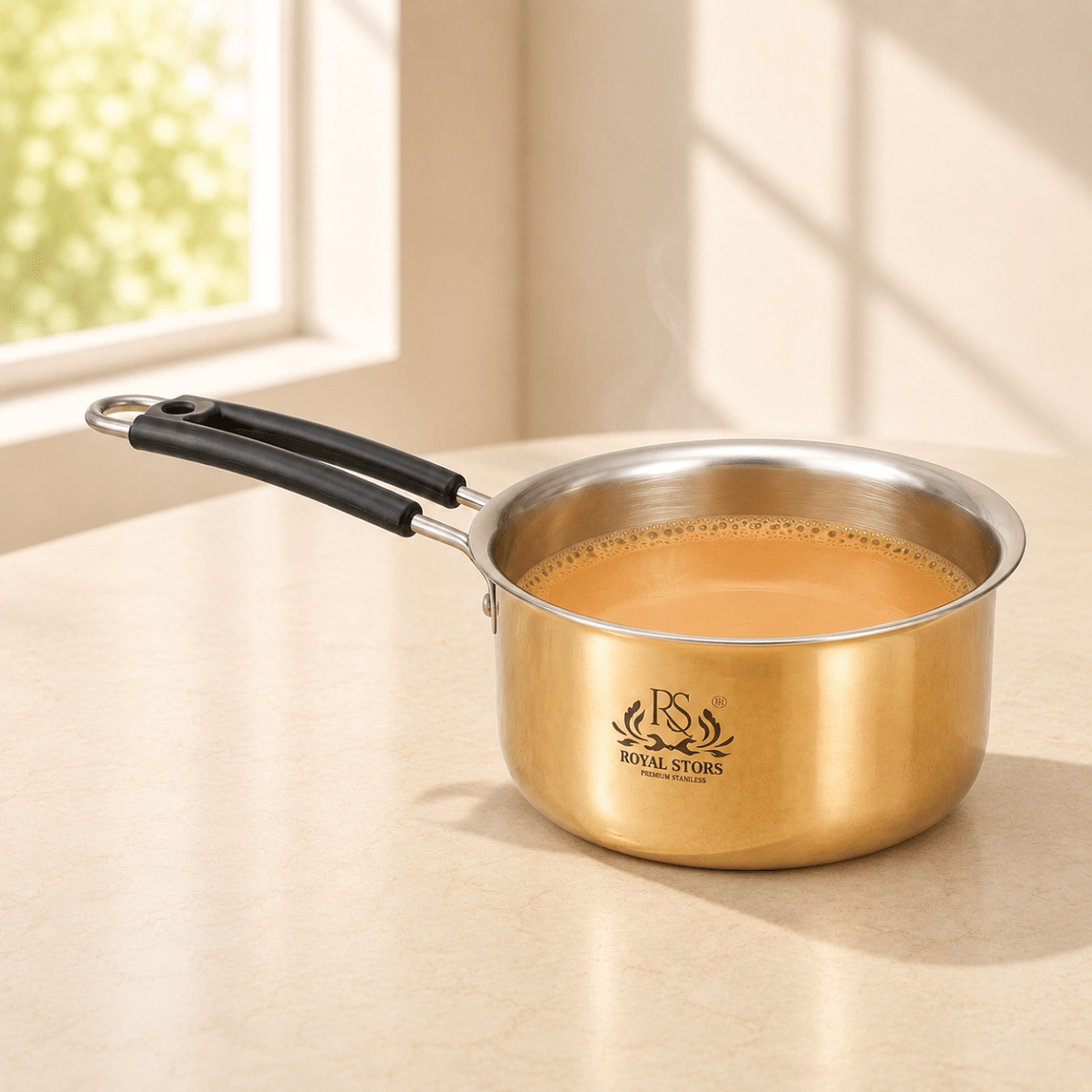 Brass Sauce Pan Tapeli for Milk,Tea with Tin Coating Inner Side Kalai - Royalstuffs.com