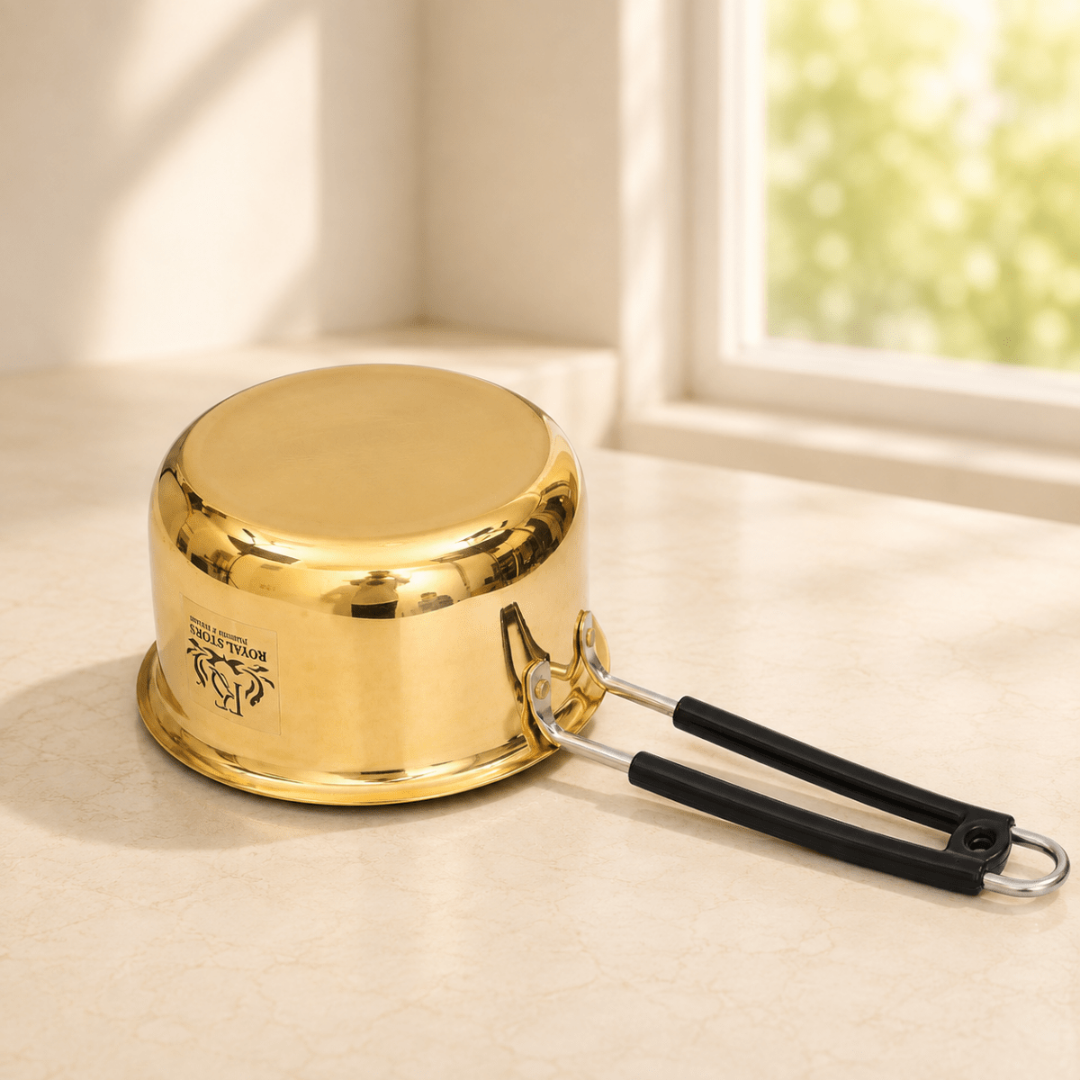 Brass Sauce Pan Tapeli for Milk,Tea with Tin Coating Inner Side Kalai - Royalstuffs.com