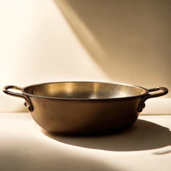 Pure Kansa Kadai with Broad Handles | Handmade Bronze Kadhai for Traditional Cooking
