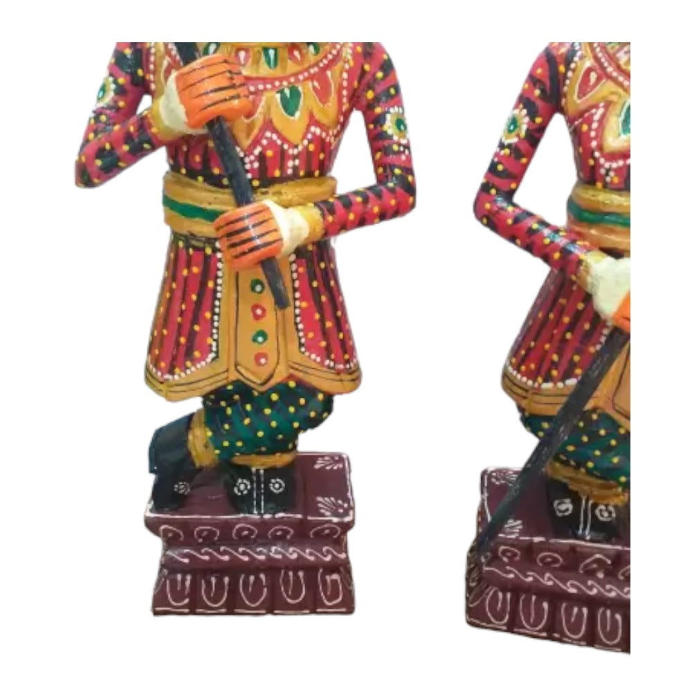 Traditional Rajasthani Decorative Handicraft Wooden Royal Guard / Darbaan/Watchman Set of 2 Home Décor Beautiful Showpiece (11.5 Inch )