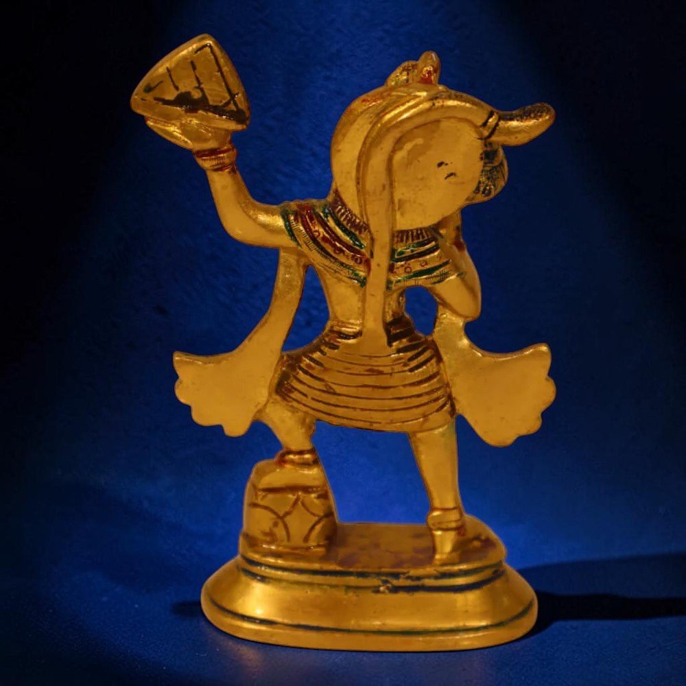 Coloured Brass Hanuman Parvat Standing Statue Idol - 6 Inch - Royalstuffs.com