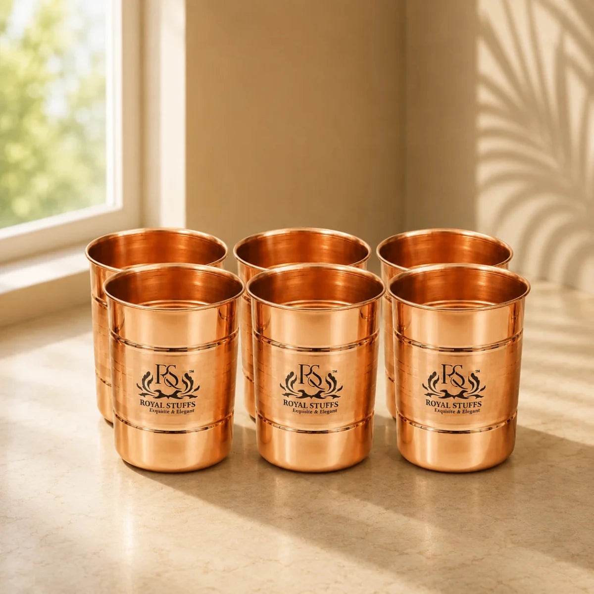 Copper Glass Tumbler Tableware, Drinkware, Serveware Set of 6 - Royalstuffs.com