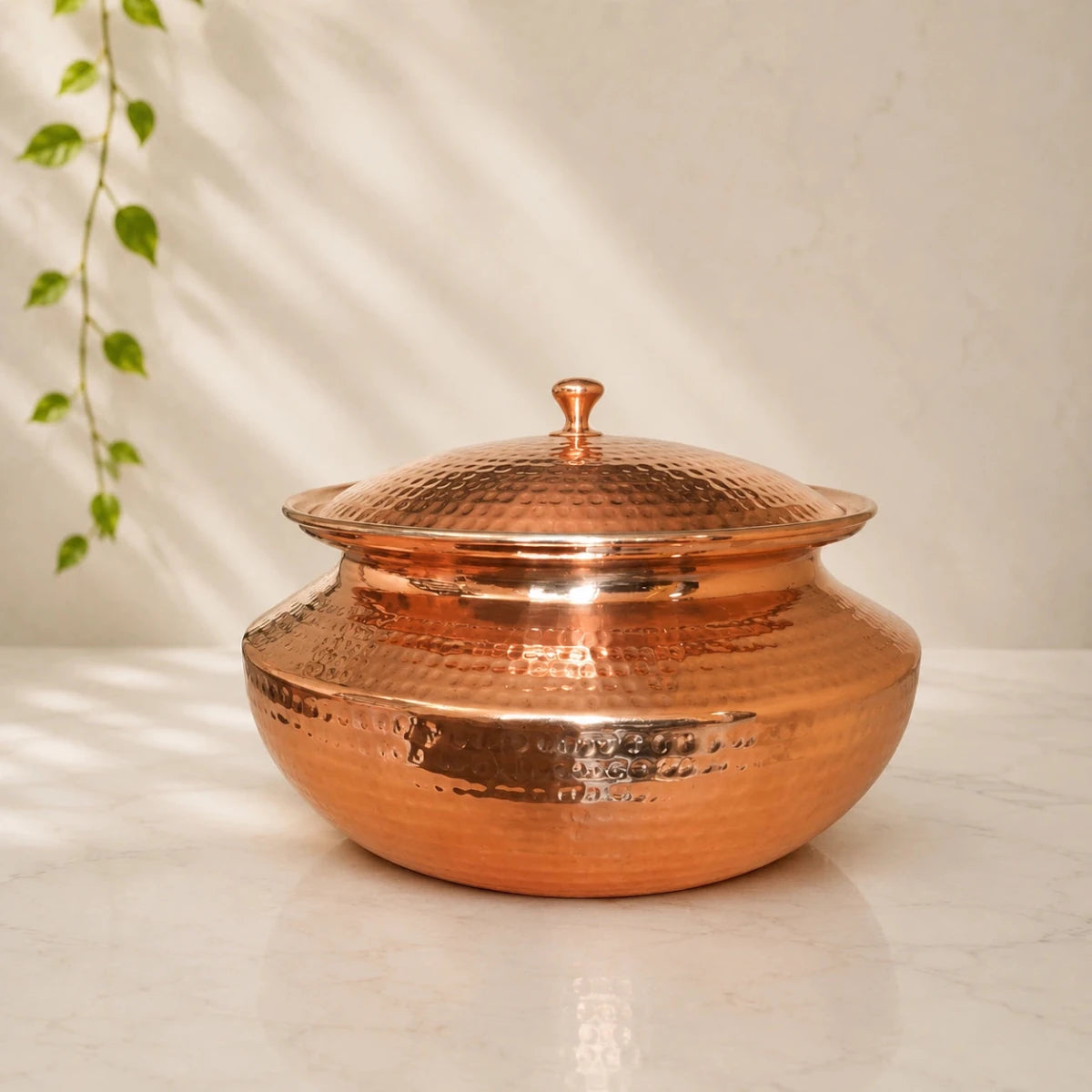 Copper Handi /Dekchi with Tin Lining Inside, Volume - 9000 ML,Weight:2 Kg - Royalstuffs.com