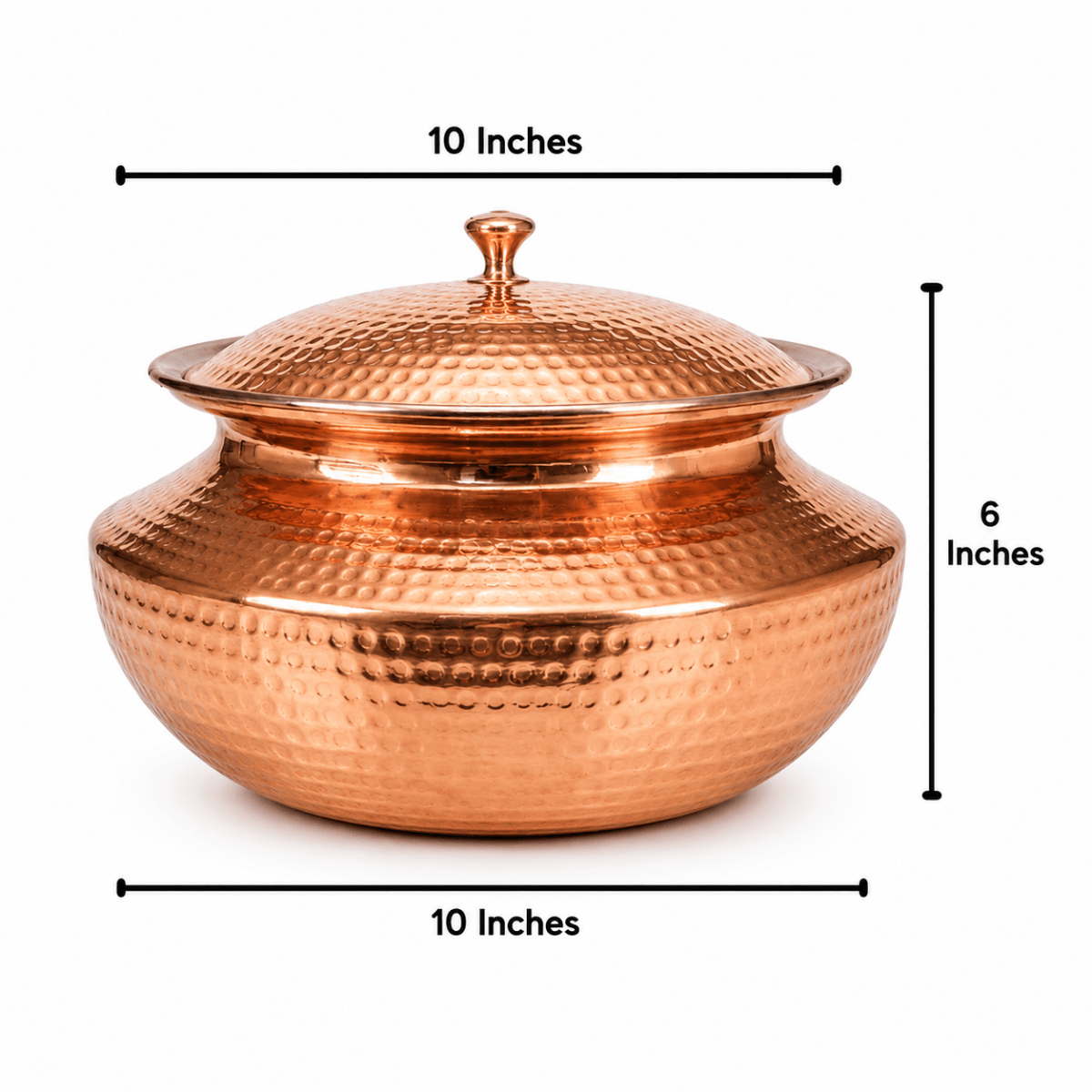 Copper Handi /Dekchi with Tin Lining Inside, Volume - 9000 ML,Weight:2 Kg - Royalstuffs.com