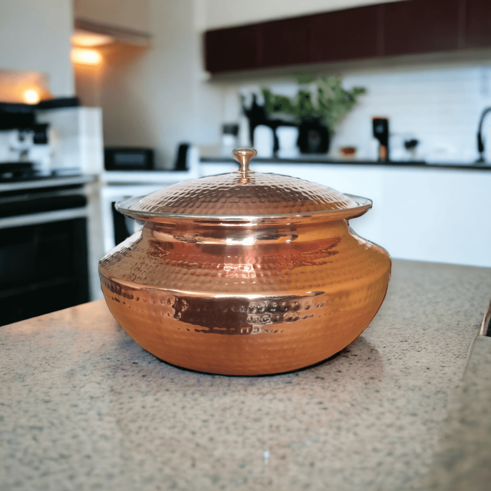 Copper Handi /Dekchi with Tin Lining Inside, Volume - 9000 ML,Weight:2 Kg - Royalstuffs.com