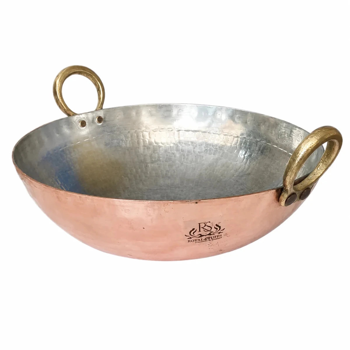 Copper Kadai 2 Liter Multi-Purpose Hammered Cooking Kadhai - Royalstuffs.com