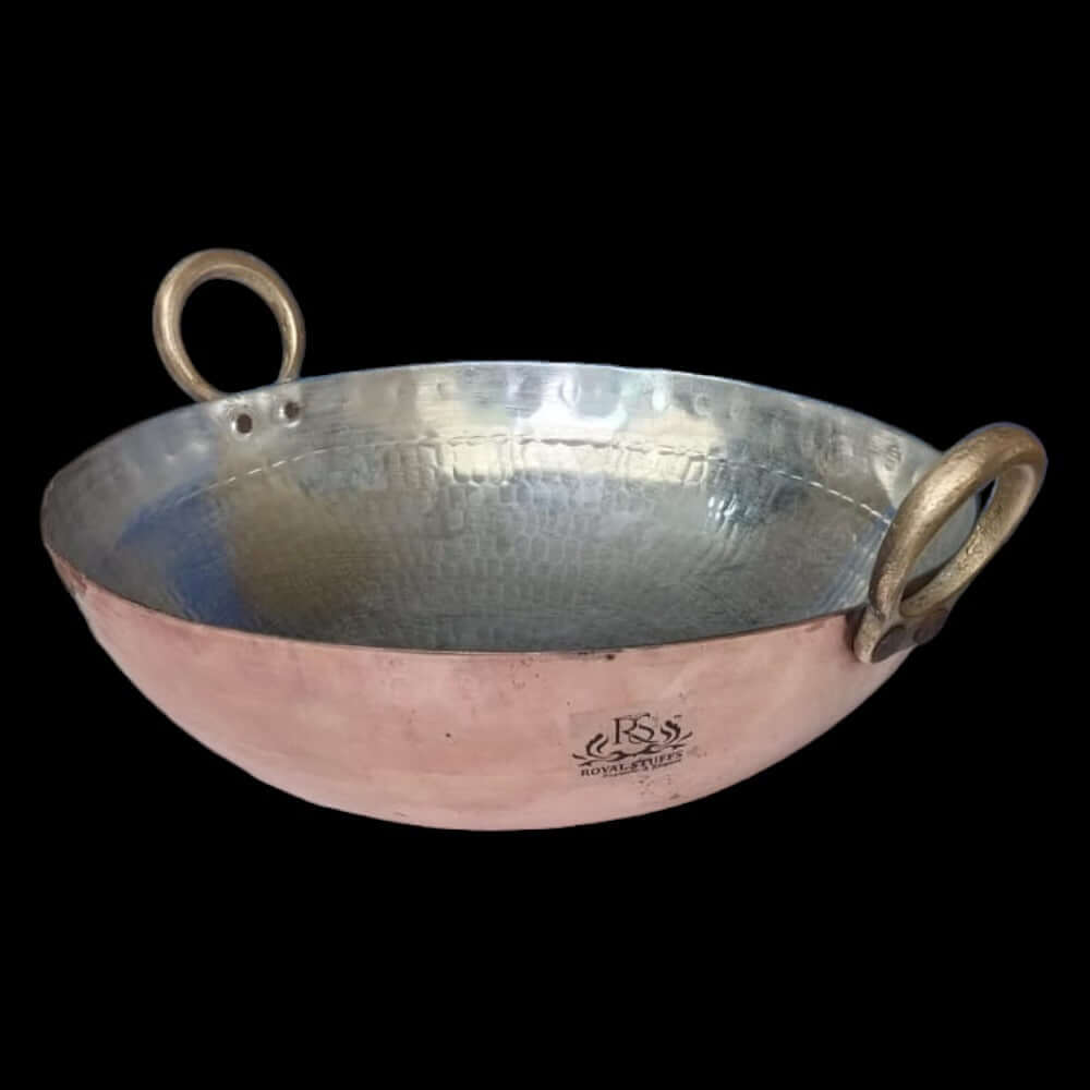 Copper Kadai Multi Purpose Hammered Kadhai for Cooking ,Capacity: 3 Liter,Weight:2.8 kg - Royalstuffs.com