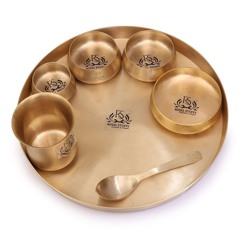 Curved Matt Finish Thali Set - 7-Piece Set for Exquisite Dining Experience - Royalstuffs.com