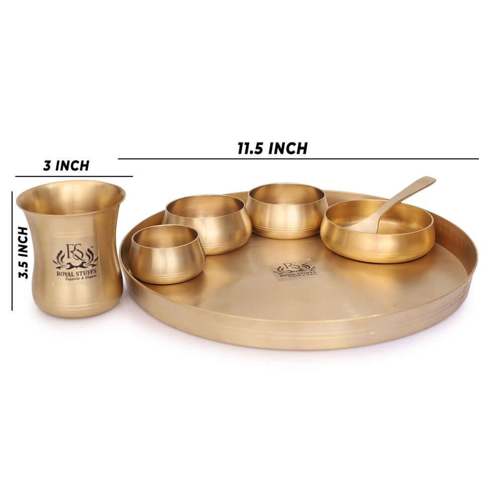Curved Matt Finish Thali Set - 7-Piece Set for Exquisite Dining Experience - Royalstuffs.com