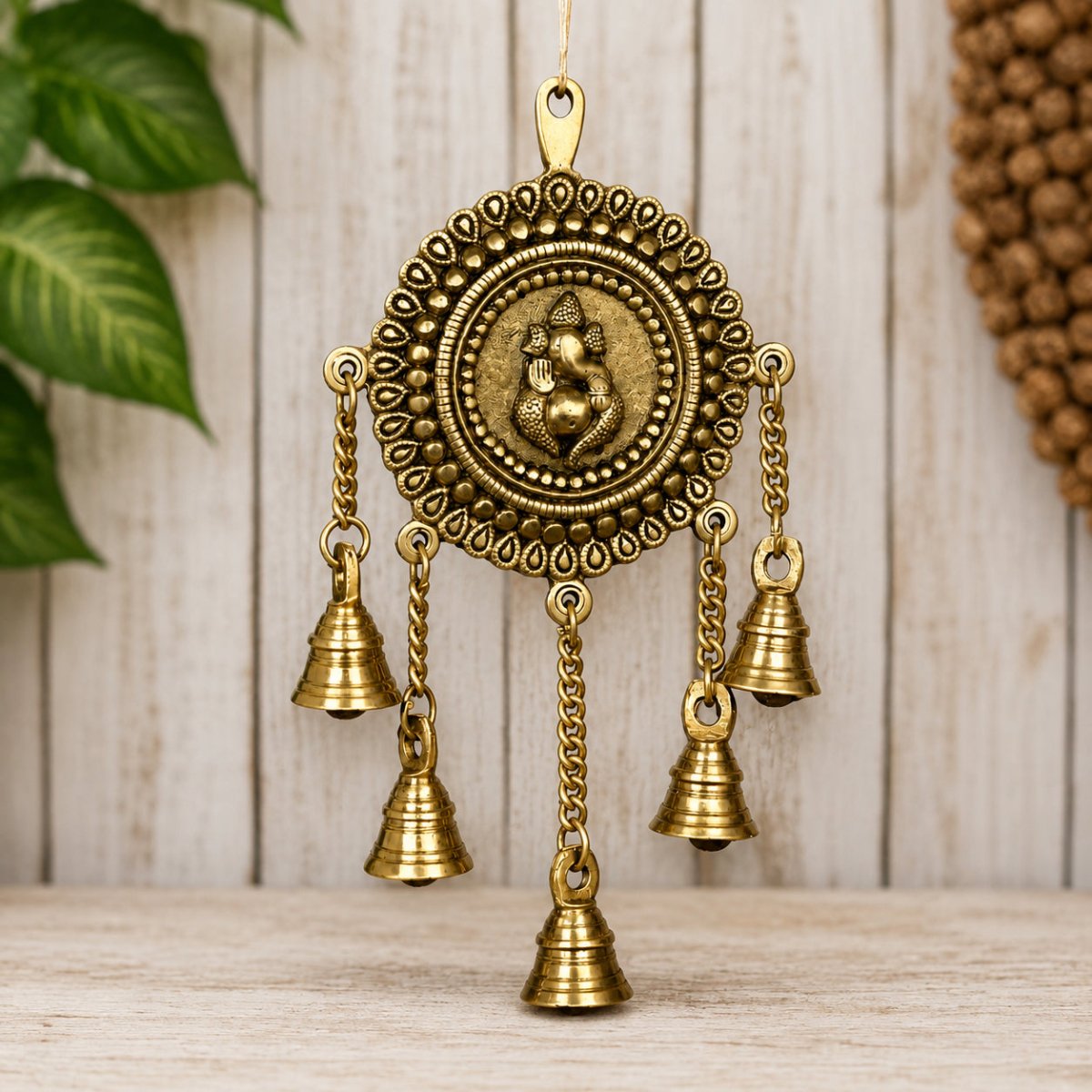 Ganesh Hanging with Bells - Brass Hanging Bells for Pooja Room Decoration - Royalstuffs.com
