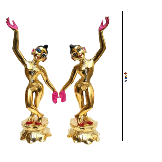 Gaura Nitai One Hand Up One Hand Down Metal Deity, Asthadhatu - Special - Royalstuffs.com