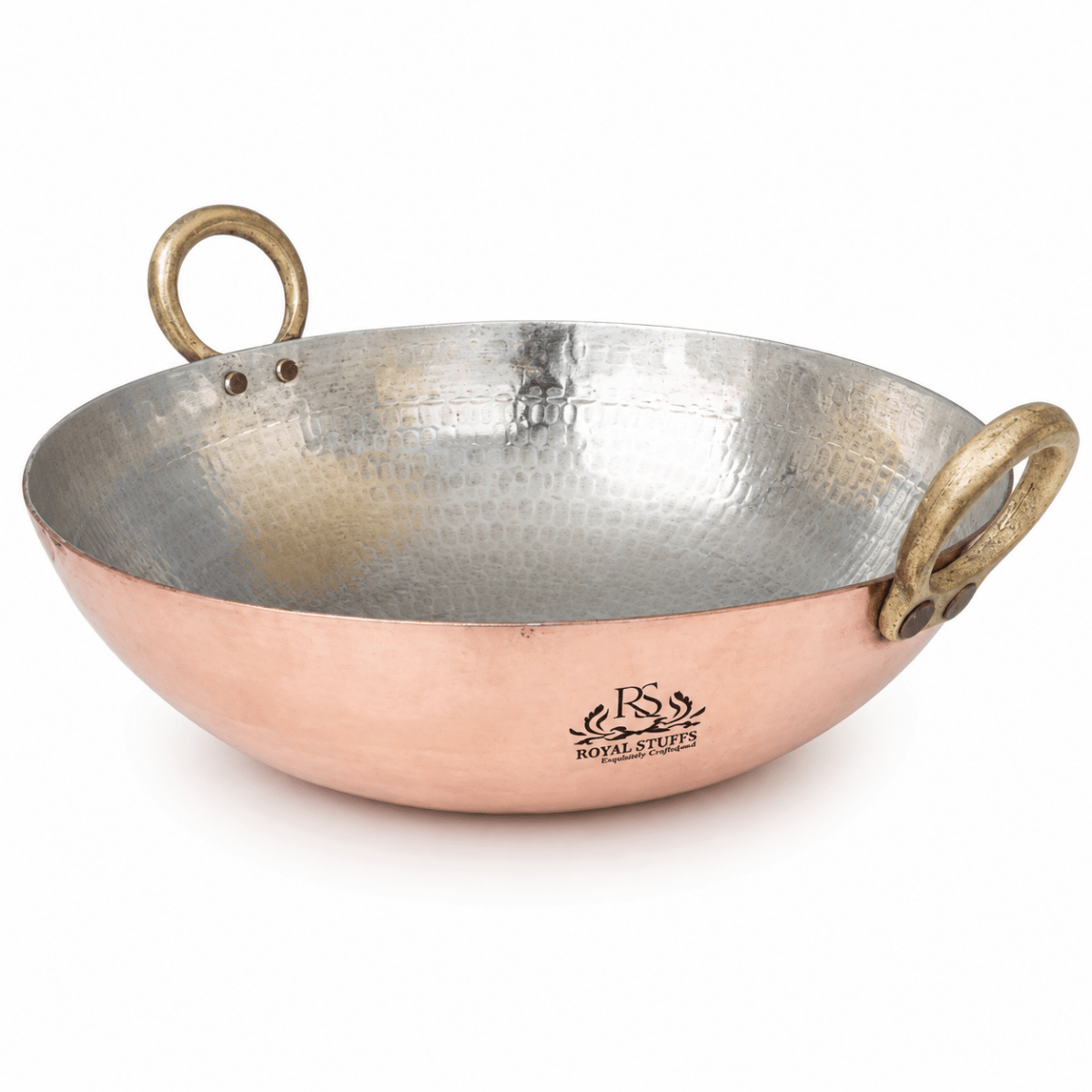 Hammered Copper Kadai - Versatile Cooking Pan for Multi-purpose Use - Royalstuffs.com