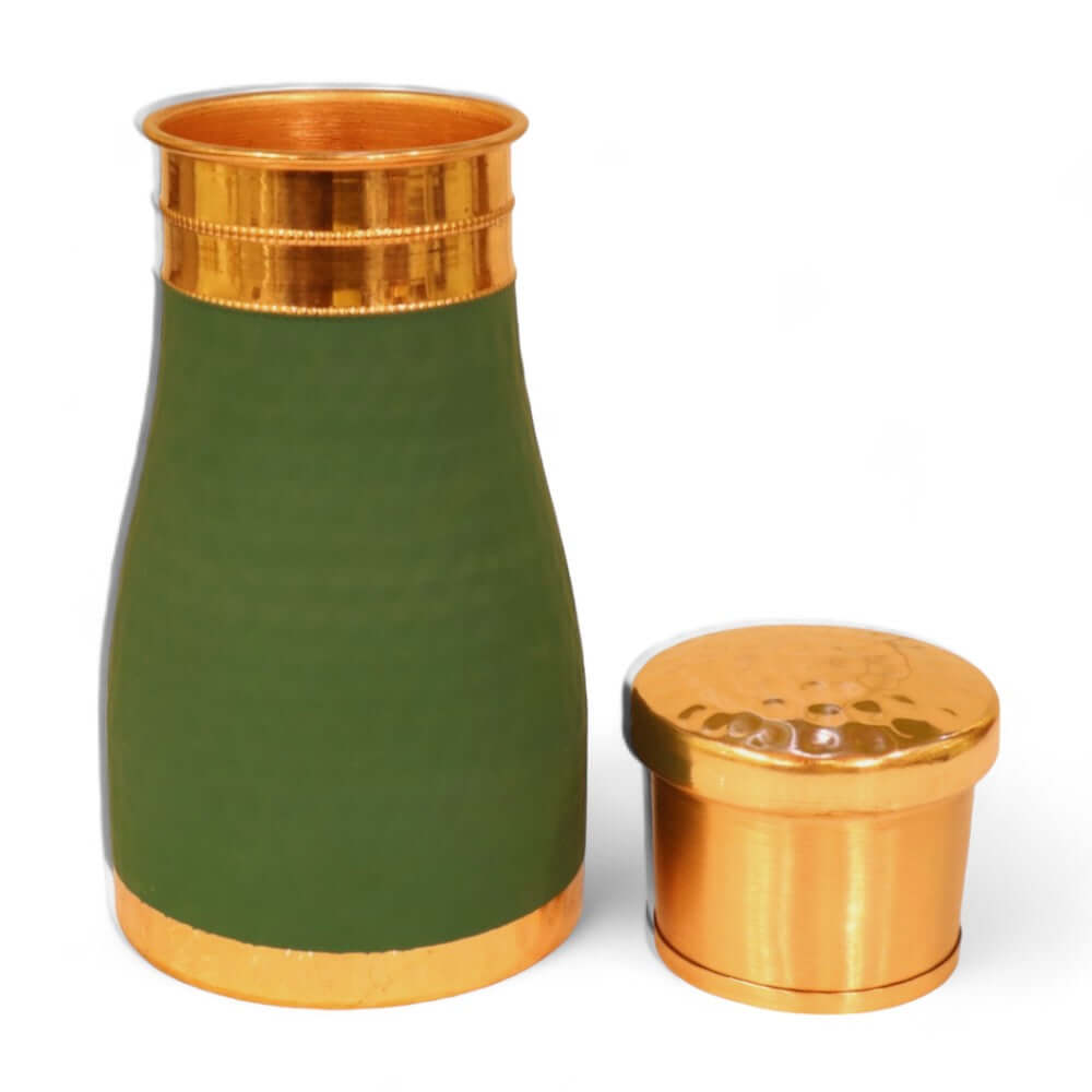 Hammered Velvet Touch Copper Bedside Carafe - 1 Liter - Royalstuffs.com