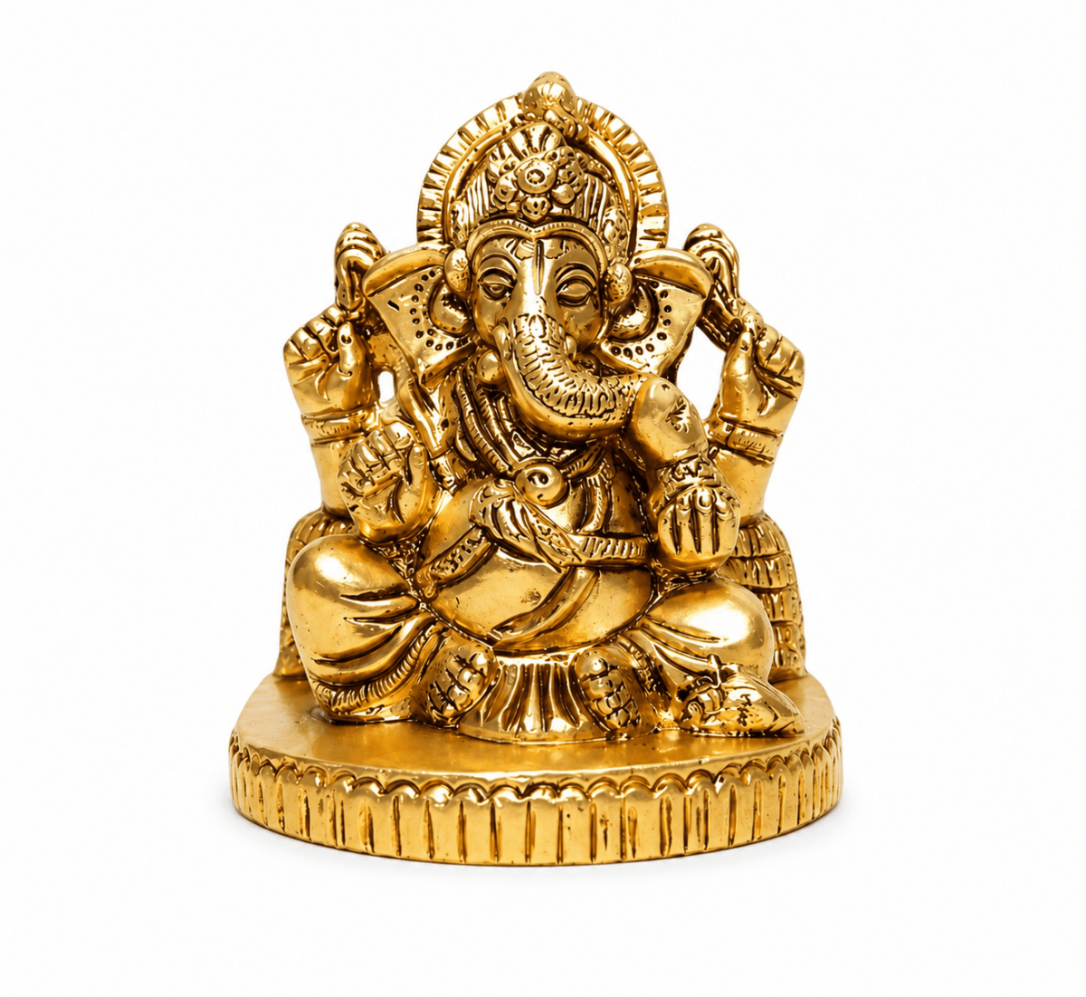 Handcrafted Brass Ganesha Idol 2.5 Inch | Pure Brass Lord Ganesh Statue for Home, Office, Temple & Gifting - Royalstuffs.com