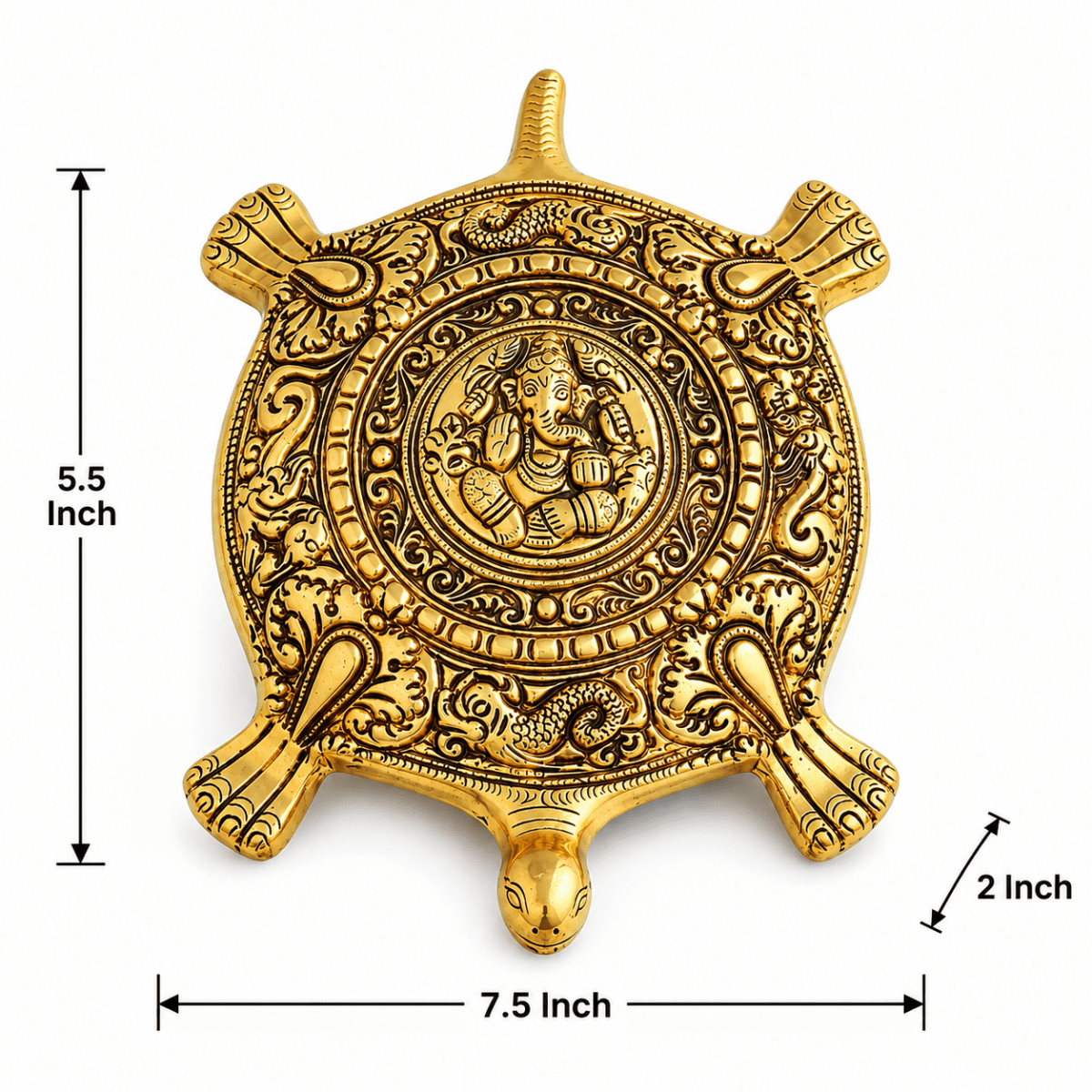 Handcrafted Brass Ganesha Tortoise Vastu Décor (2 Inch) | RoyalStuffs - Royalstuffs.com