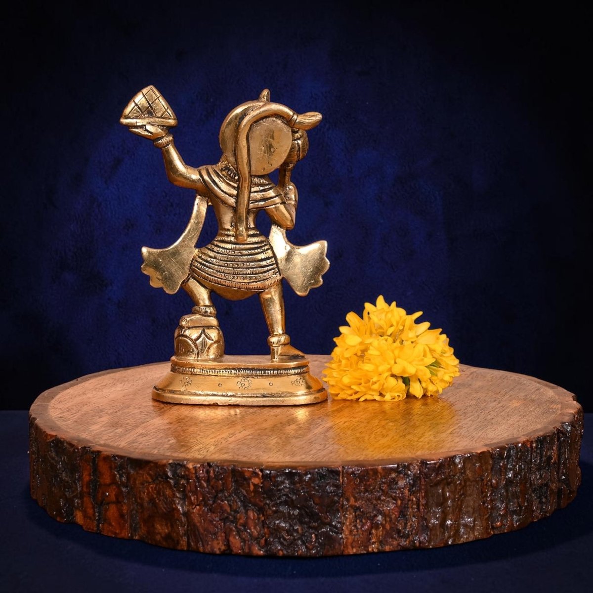 Handcrafted Brass Hanuman with Sanjeevani Parvat Idol (5.5 Inch) | RoyalStuffs - Royalstuffs.com