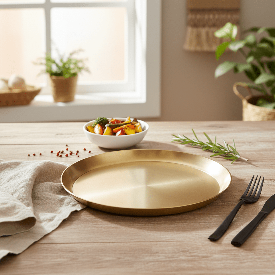 Handcrafted Brass Plate / Thali – Matte Finish - Royalstuffs.com