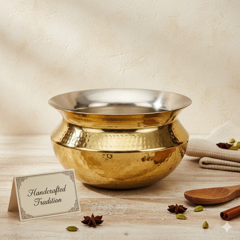 Authentic Brass Sipri Handi with Kalai Coating | Heavy Bottom Vessel | 4 Sizes - Royalstuffs.com