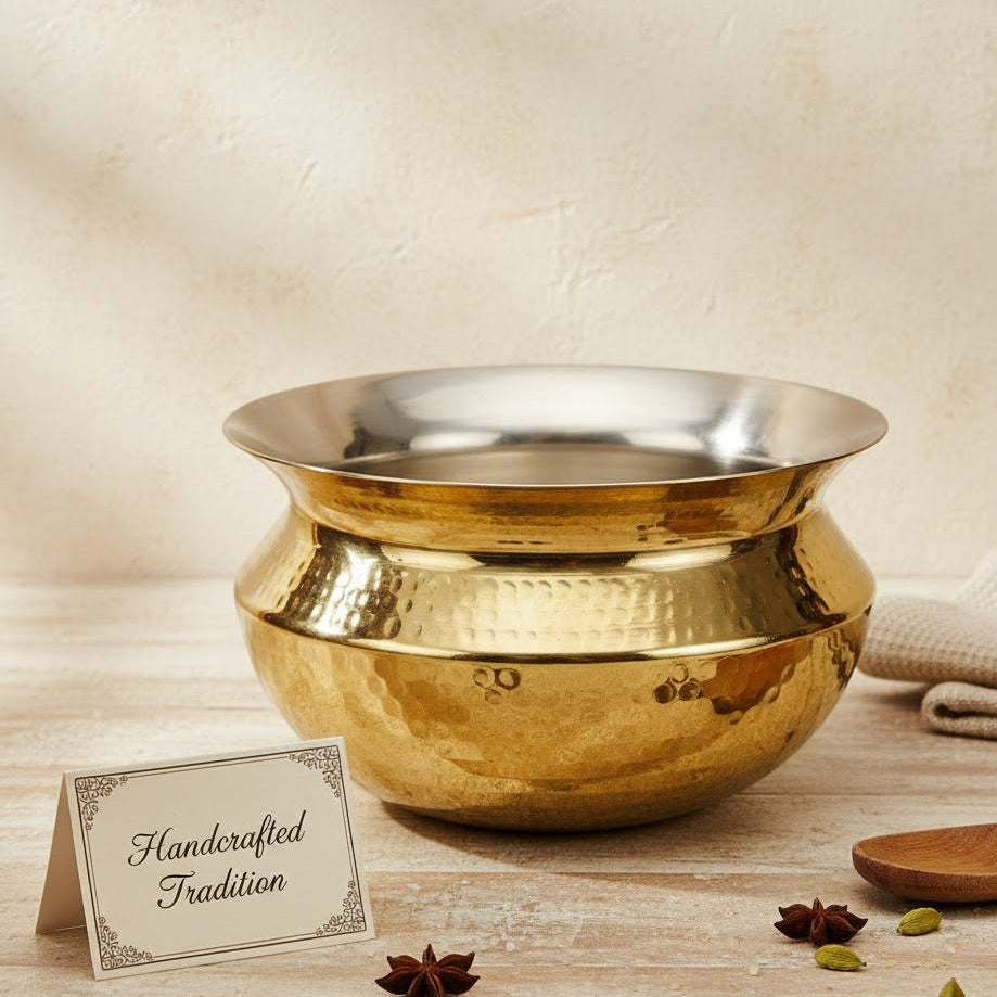 Authentic Brass Sipri Handi with Kalai Coating | Heavy Bottom Vessel | 4 Sizes - Royalstuffs.com