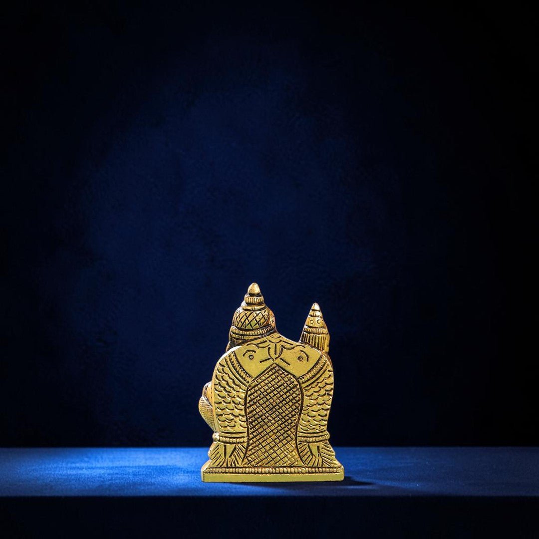 Handcrafted Brass Sitting Kuber & Lakshmi Idol (3 Inch) | RoyalStuffs - Royalstuffs.com