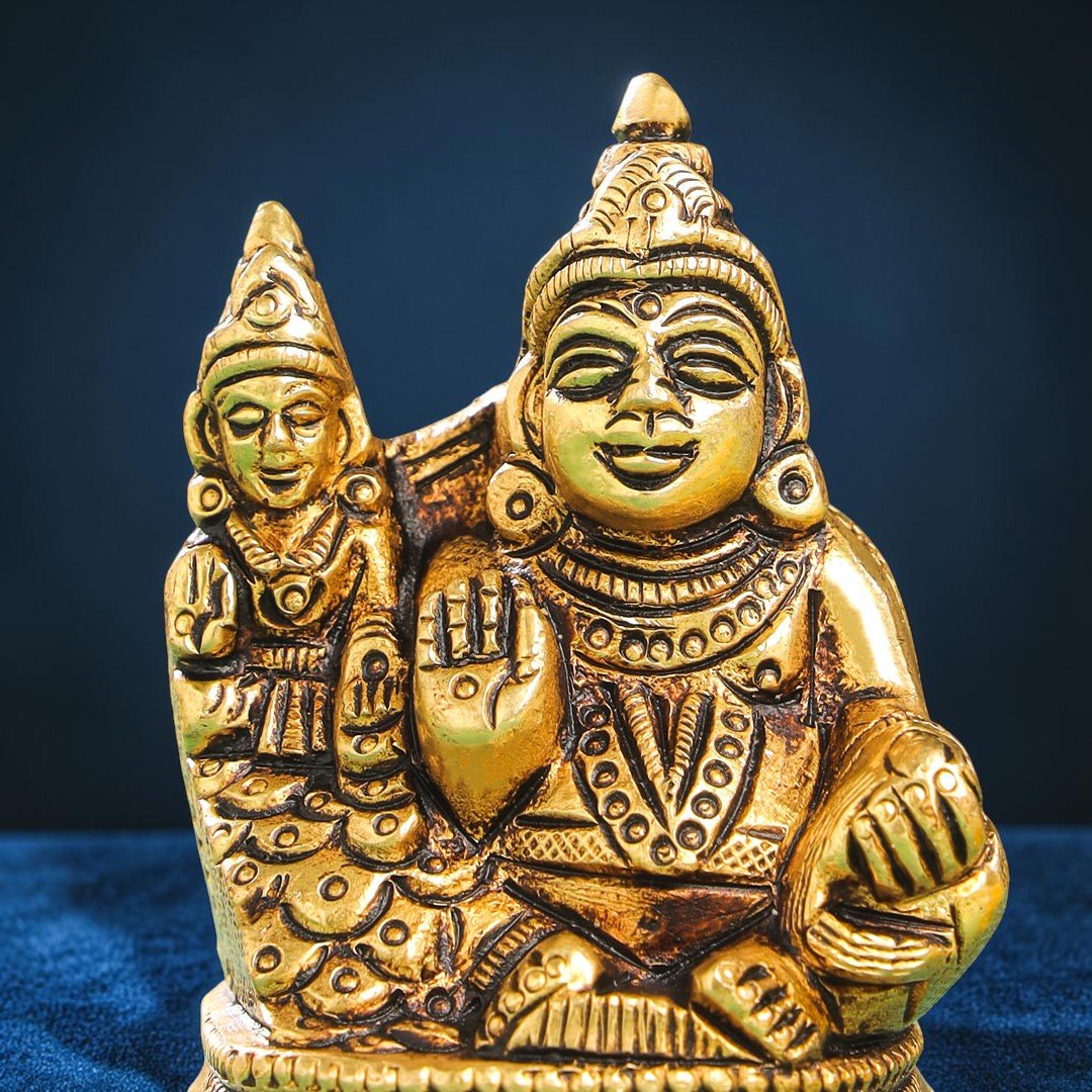 Handcrafted Brass Sitting Kuber & Lakshmi Idol (3 Inch) | RoyalStuffs - Royalstuffs.com
