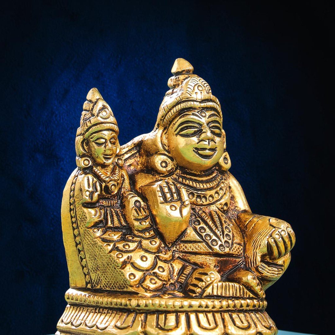 Handcrafted Brass Sitting Kuber & Lakshmi Idol (3 Inch) | RoyalStuffs - Royalstuffs.com