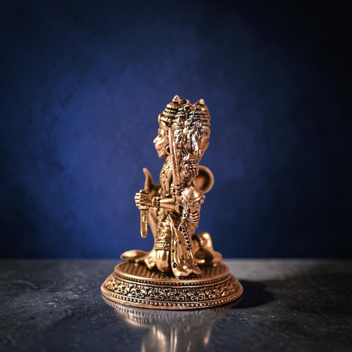 Handcrafted Brass Sitting Panchmukhi Hanuman Idol (4.2 Inch) | RoyalStuffs - Royalstuffs.com