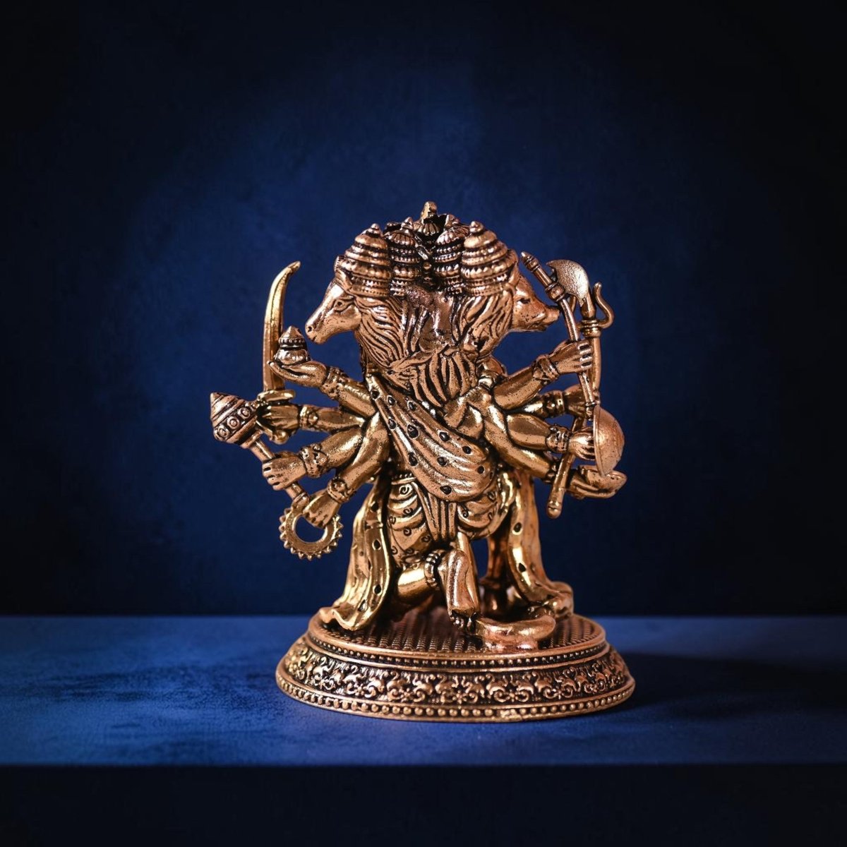 Handcrafted Brass Sitting Panchmukhi Hanuman Idol (4.2 Inch) | RoyalStuffs - Royalstuffs.com