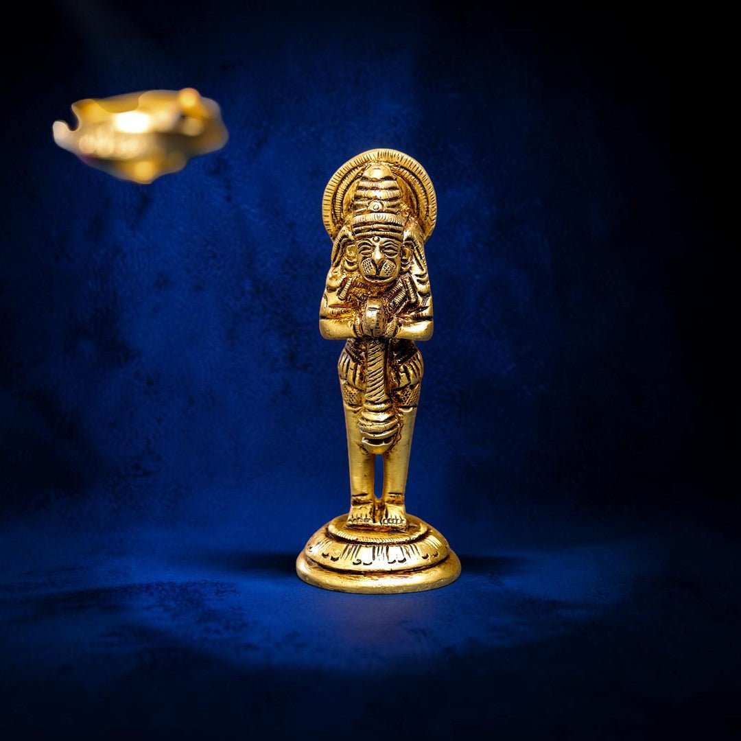 Handcrafted Brass Standing Hanuman Idol (4.2 Inch) | RoyalStuffs - Royalstuffs.com
