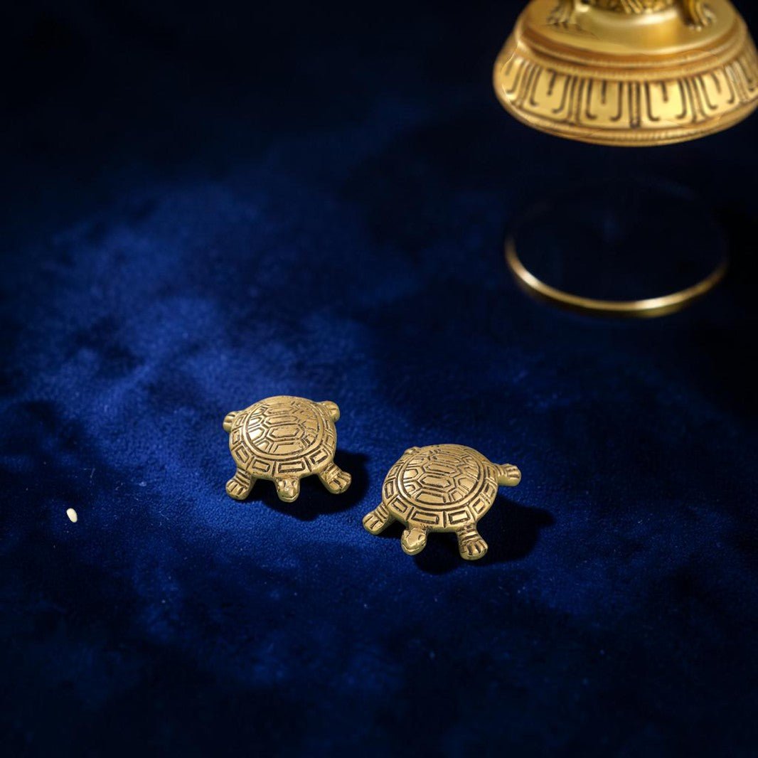 Handcrafted Brass Tortoise Pair for Vastu & Feng Shui (0.5 Inch) | RoyalStuffs - Royalstuffs.com