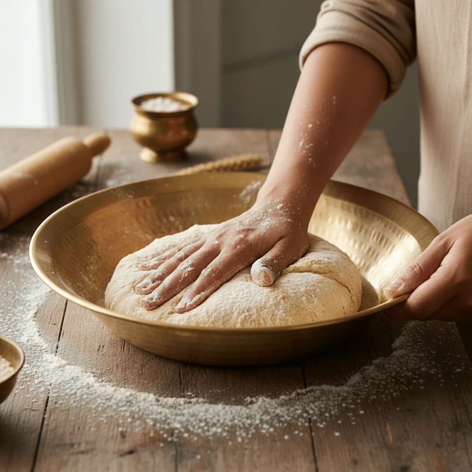Handcrafted Hammered Brass Paraat (Parat) for Dough Kneading | RoyalStuffs - Royalstuffs.com