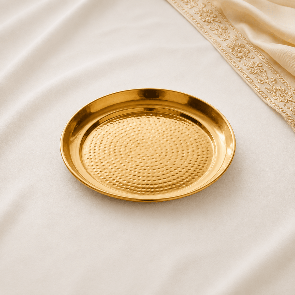 Handcrafted Hammered Brass Plate / Thali – 10.5 & 11.5 Inch | RoyalStuffs - Royalstuffs.com