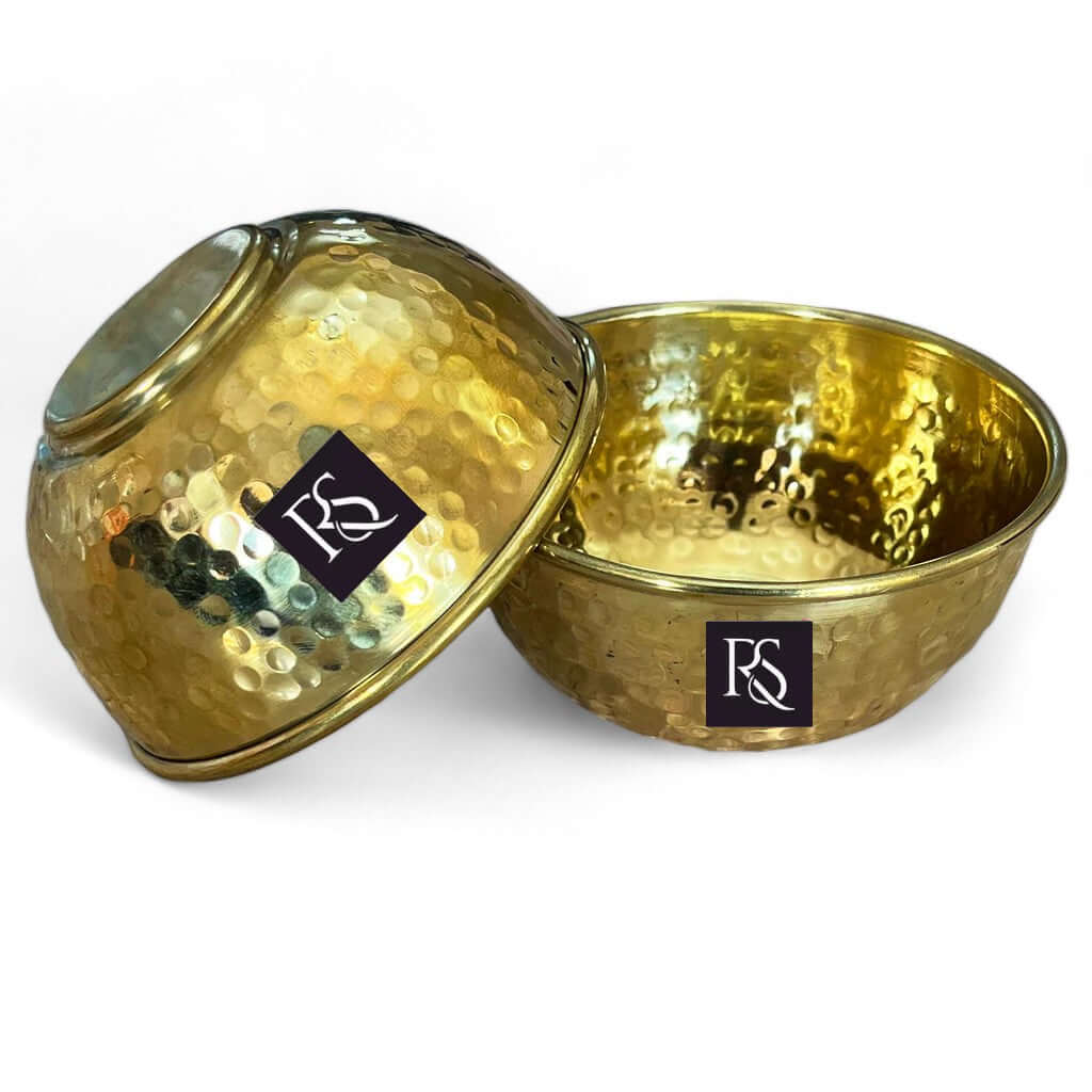 Handcrafted Pure Brass Hammered Round Shaped Bowl -150ml - Royalstuffs.com