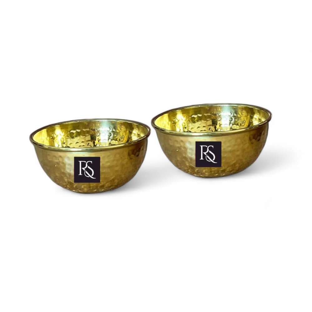 Handcrafted Pure Brass Hammered Round Shaped Bowl -150ml - Royalstuffs.com