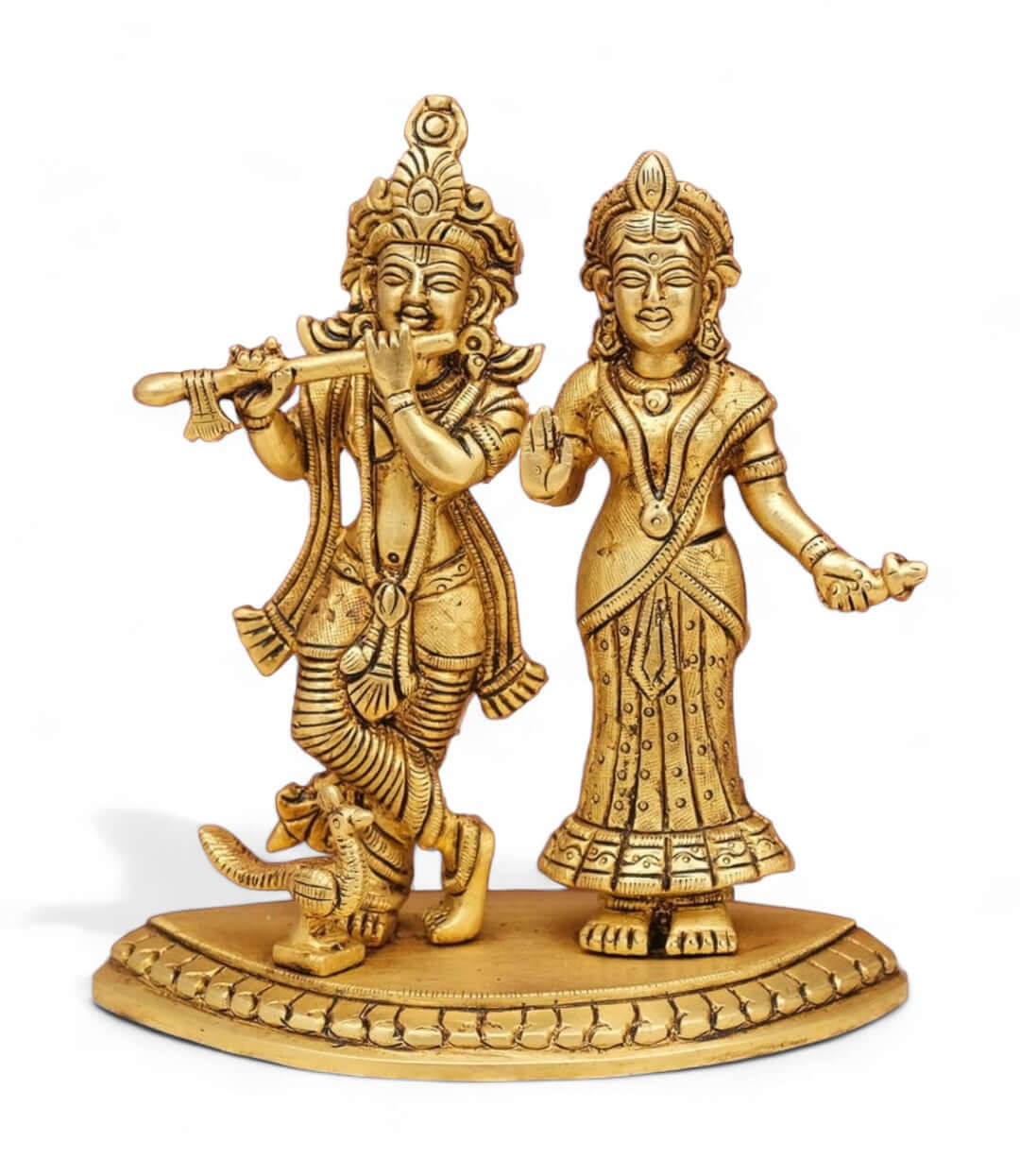 Handmade Brass Antique Finish Radha Krishna Ji - 6 Inch - Royalstuffs.com