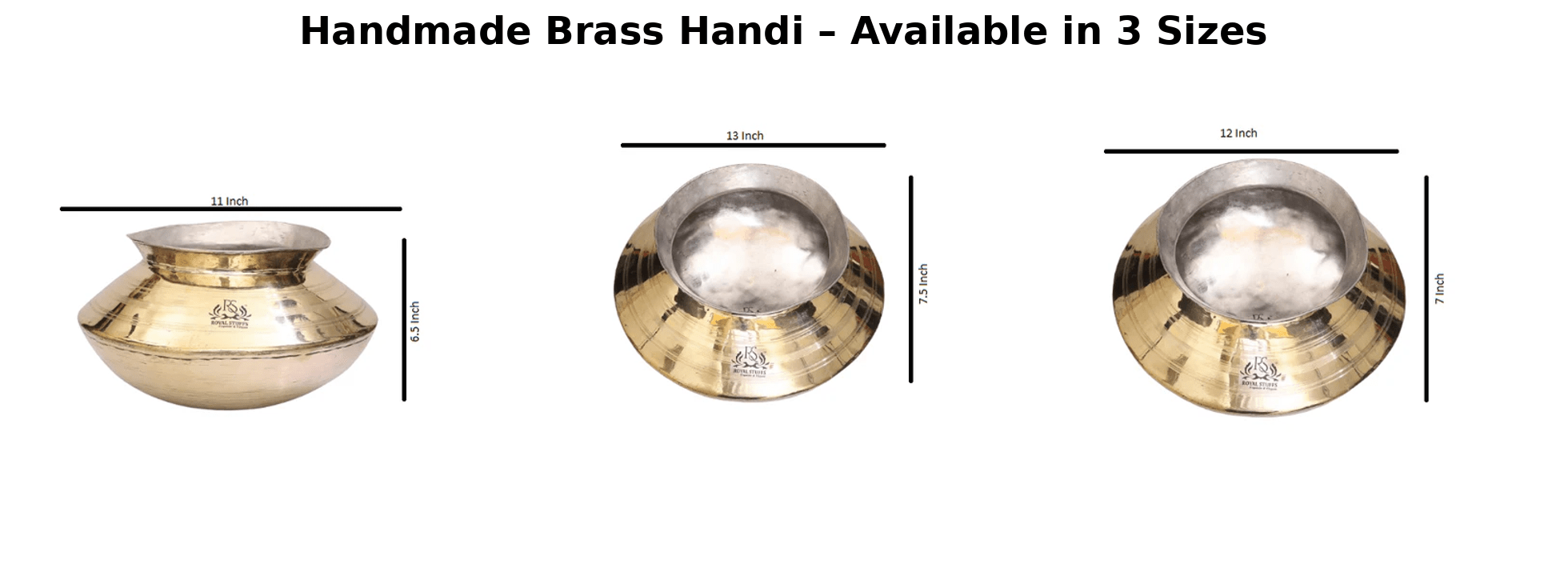 Handmade Brass Handi with Pure Tin Coating | Traditional Heavy Bottom Cooking Pot - Royalstuffs.com