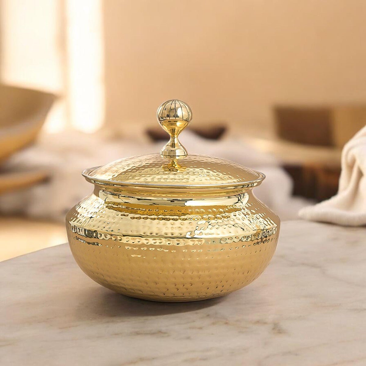 Handmade Brass Patili with Kalai (Tin) Coating Inside – Available in 1.7L, 2.7L, 3.4L & 4.9L - Royalstuffs.com