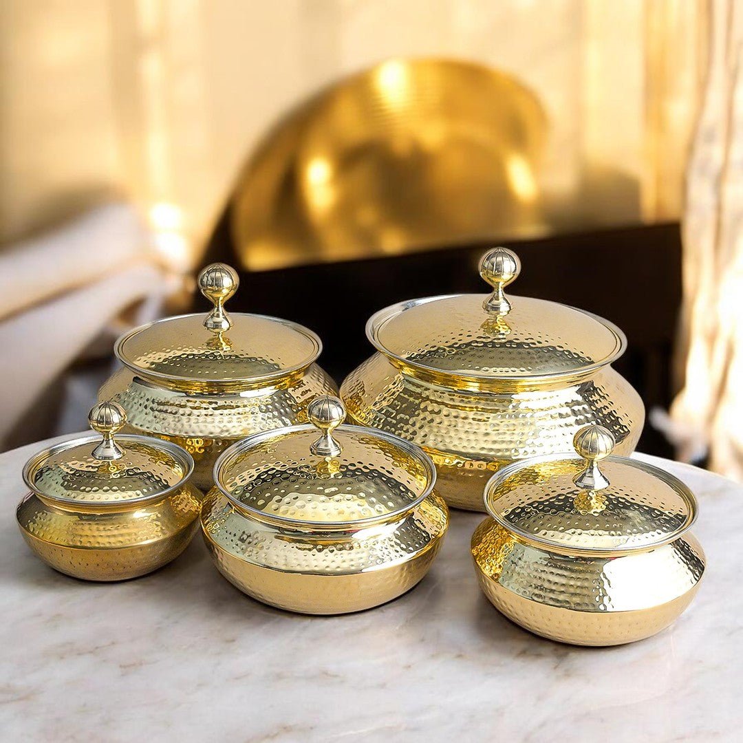 Handmade Brass Patili with Kalai (Tin) Coating Inside – Available in 1.7L, 2.7L, 3.4L & 4.9L - Royalstuffs.com