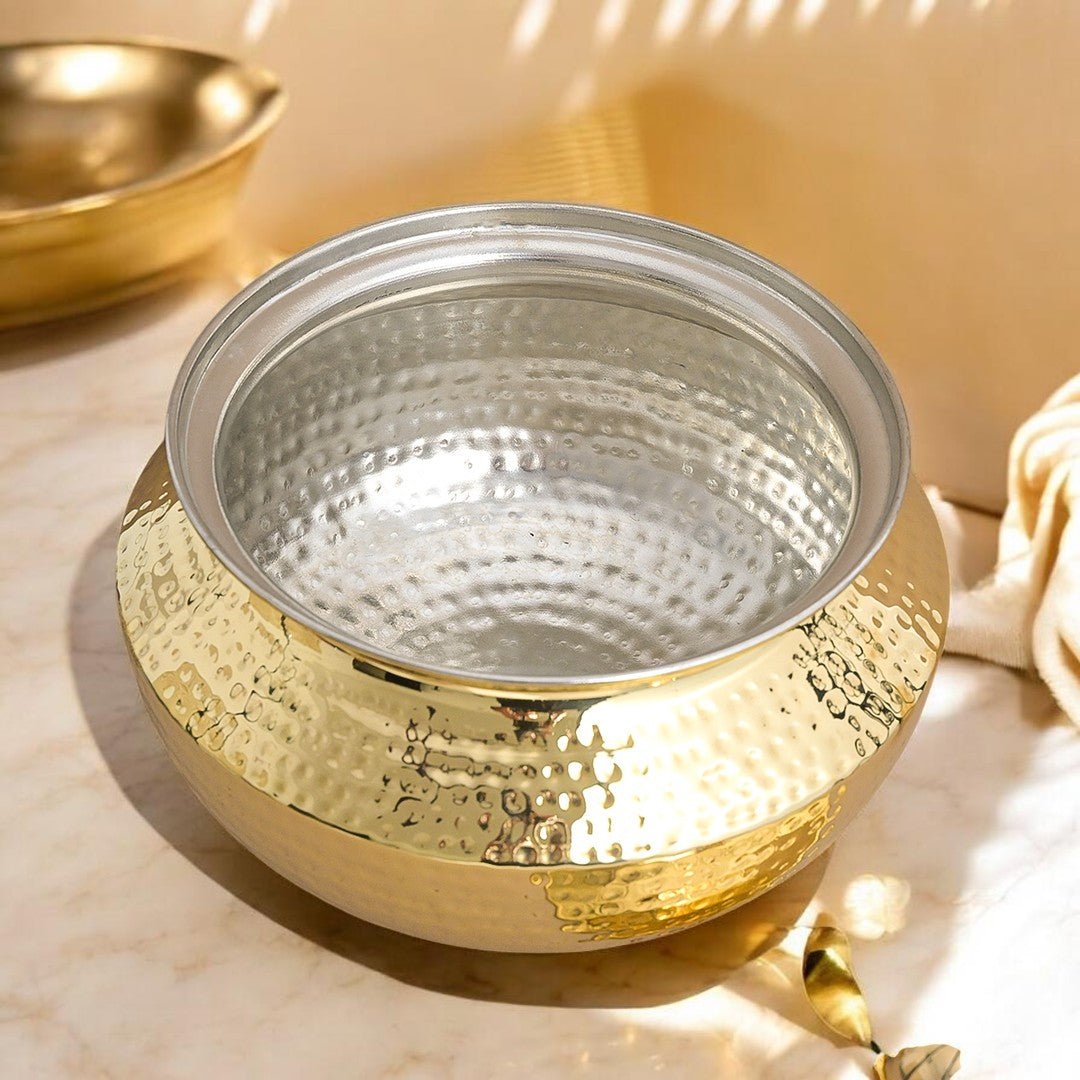 Handmade Brass Patili with Kalai (Tin) Coating Inside – Available in 1.7L, 2.7L, 3.4L & 4.9L - Royalstuffs.com