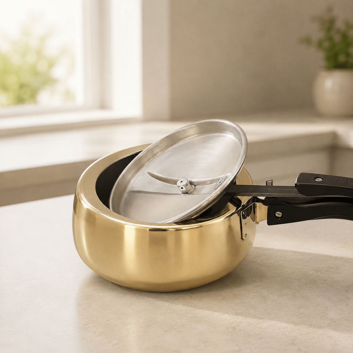 Handmade Brass Pressure Cooker with Kalai (Tin) Coating Inside – 2L, 3L & 5L - Royalstuffs.com