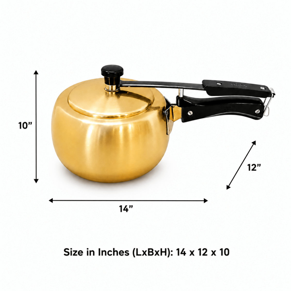 Handmade Brass Pressure Cooker with Kalai (Tin) Coating Inside – 2L, 3L & 5L - Royalstuffs.com