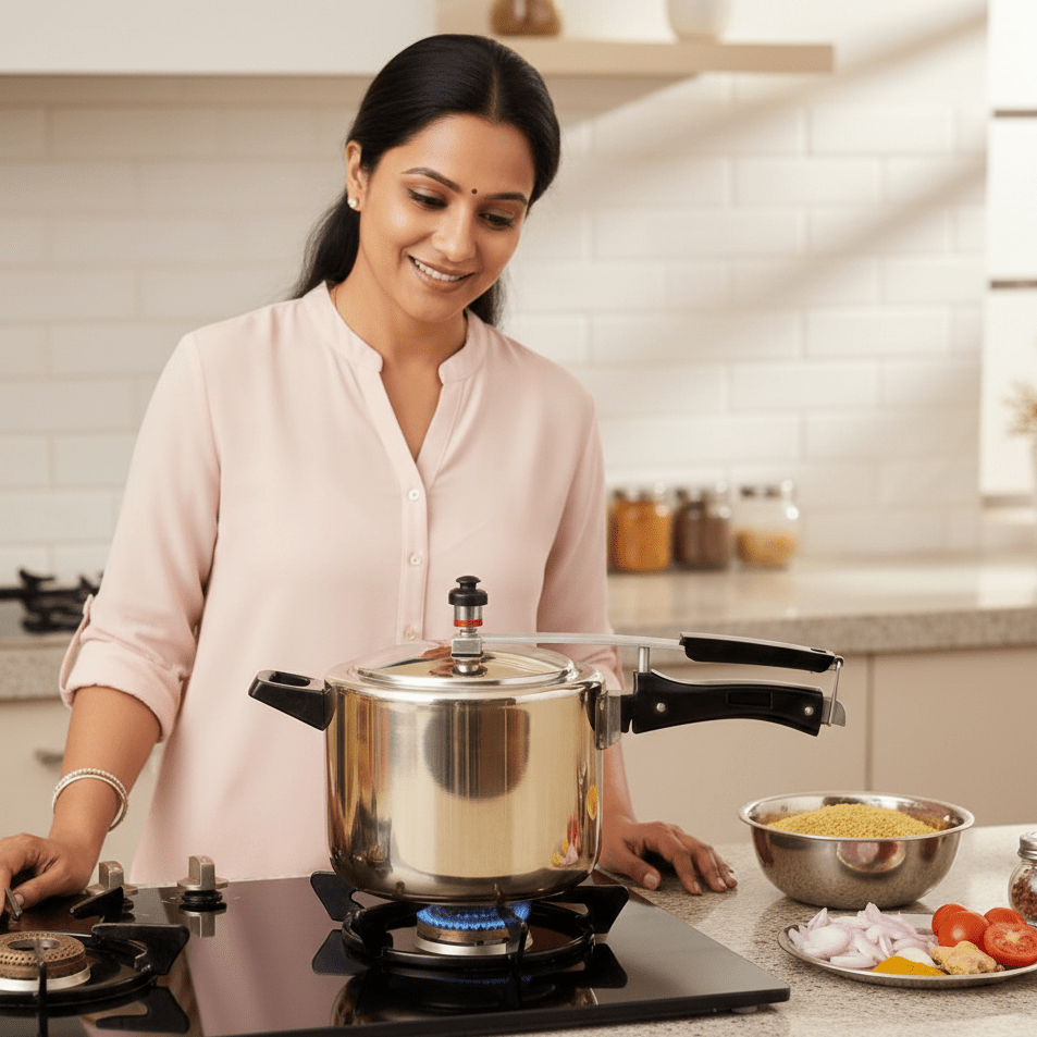 Handmade Brass Pressure Cooker with Kalai (Tin) Coating Inside – 3L & 5L - Royalstuffs.com