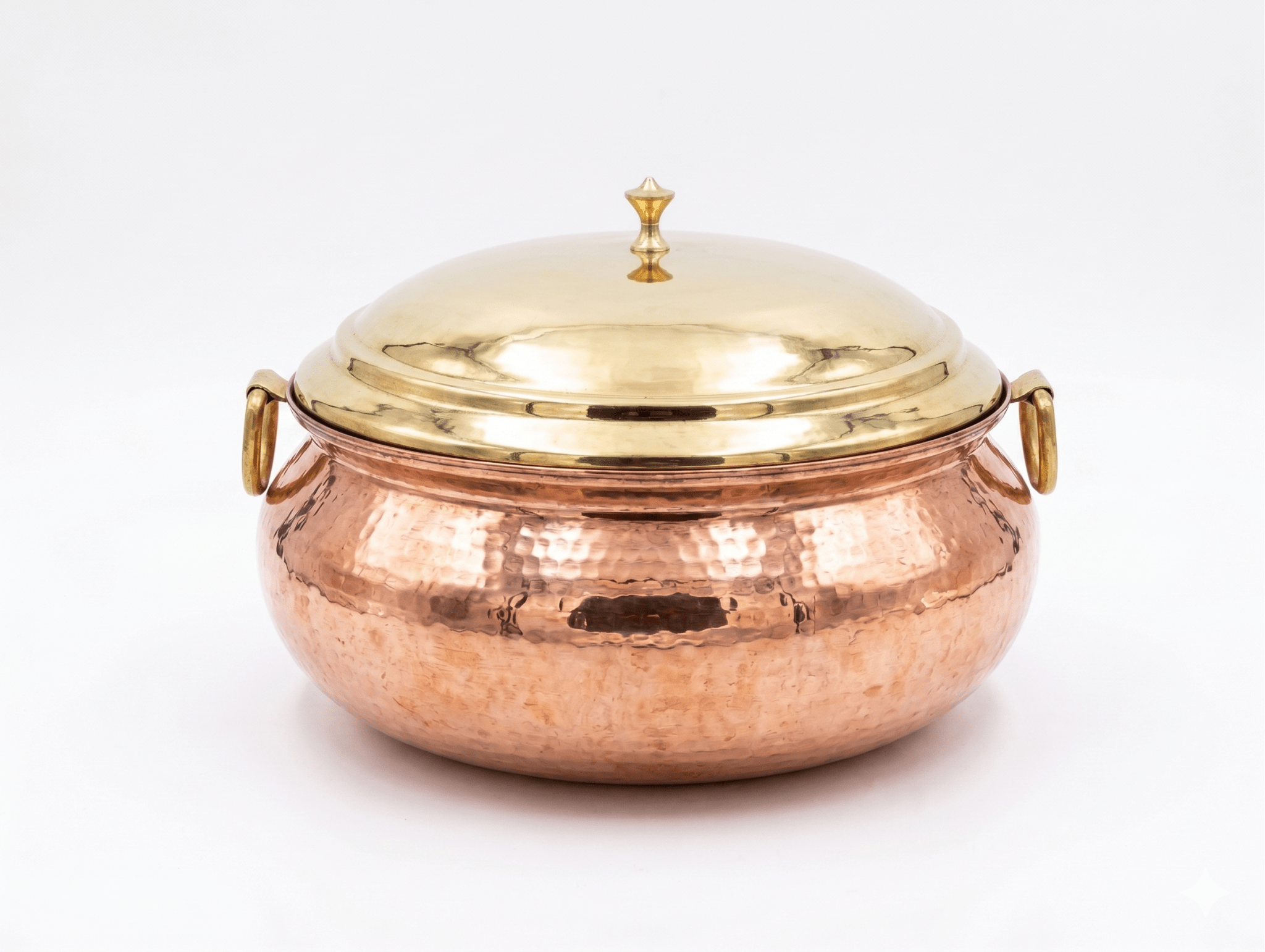 Handmade Pure Copper Handi with Brass Lid | Traditional Heavy Gauge Copper Cooking & Serving Pot | 10 Ltr & 14 Ltr - Royalstuffs.com