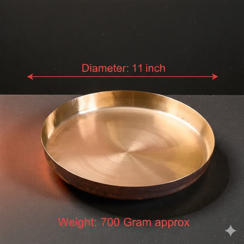 Handmade Pure Kansa Thali (Bronze Plate) – Traditional Indian Dinnerware | RoyalStuffs.com - Royalstuffs.com